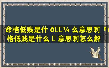 命格低贱是什 🌼 么意思啊「命格低贱是什么 ☘ 意思啊怎么解释」